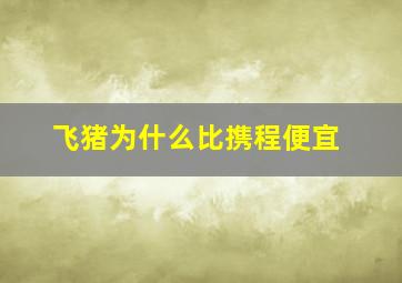 飞猪为什么比携程便宜