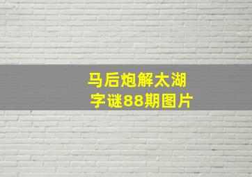 马后炮解太湖字谜88期图片