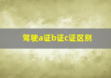 驾驶a证b证c证区别