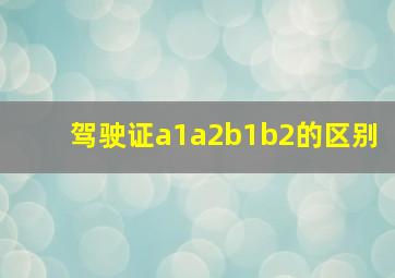 驾驶证a1a2b1b2的区别