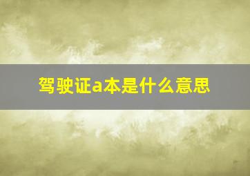 驾驶证a本是什么意思