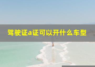 驾驶证a证可以开什么车型