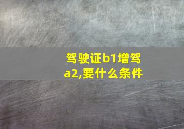 驾驶证b1增驾a2,要什么条件