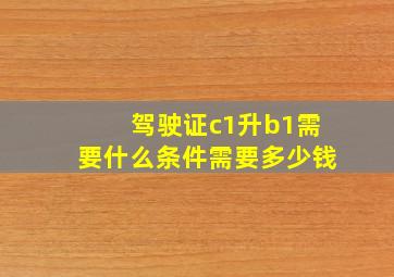 驾驶证c1升b1需要什么条件需要多少钱