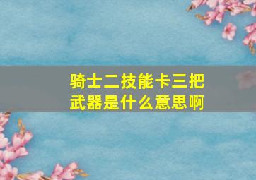 骑士二技能卡三把武器是什么意思啊