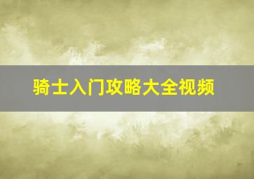 骑士入门攻略大全视频