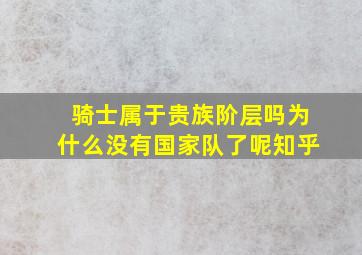 骑士属于贵族阶层吗为什么没有国家队了呢知乎