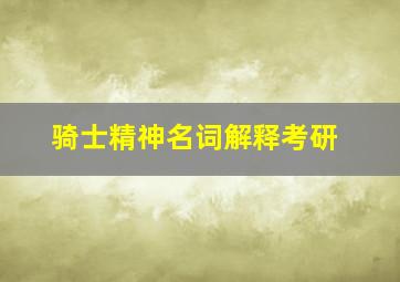 骑士精神名词解释考研