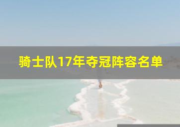 骑士队17年夺冠阵容名单