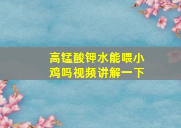 高锰酸钾水能喂小鸡吗视频讲解一下