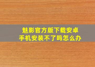 魅影官方版下载安卓手机安装不了吗怎么办