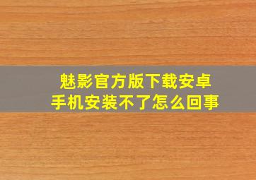 魅影官方版下载安卓手机安装不了怎么回事