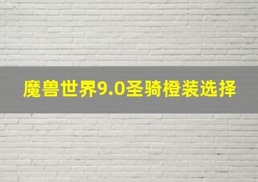 魔兽世界9.0圣骑橙装选择