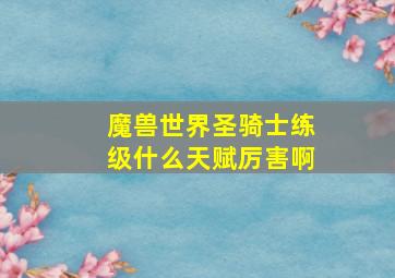 魔兽世界圣骑士练级什么天赋厉害啊