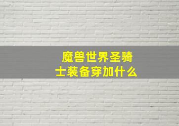 魔兽世界圣骑士装备穿加什么