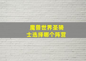 魔兽世界圣骑士选择哪个阵营