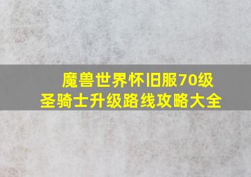 魔兽世界怀旧服70级圣骑士升级路线攻略大全