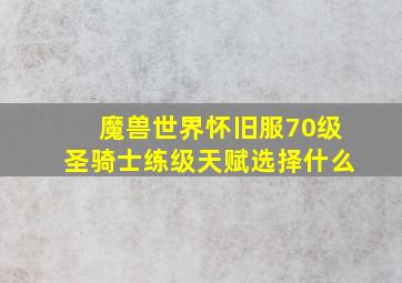 魔兽世界怀旧服70级圣骑士练级天赋选择什么