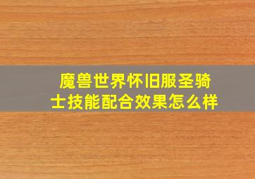 魔兽世界怀旧服圣骑士技能配合效果怎么样