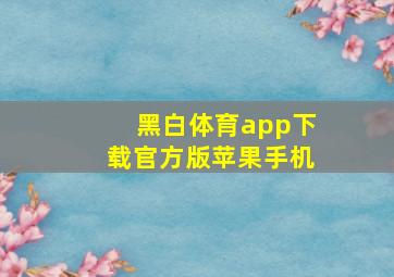 黑白体育app下载官方版苹果手机