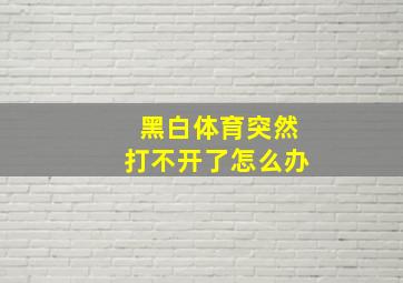 黑白体育突然打不开了怎么办