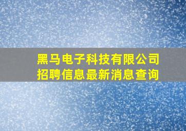 黑马电子科技有限公司招聘信息最新消息查询