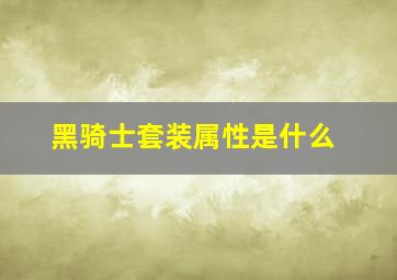 黑骑士套装属性是什么