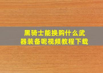 黑骑士能换购什么武器装备呢视频教程下载