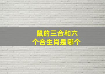 鼠的三合和六个合生肖是哪个