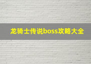 龙骑士传说boss攻略大全