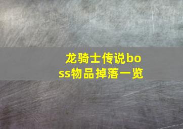 龙骑士传说boss物品掉落一览