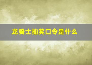 龙骑士抽奖口令是什么